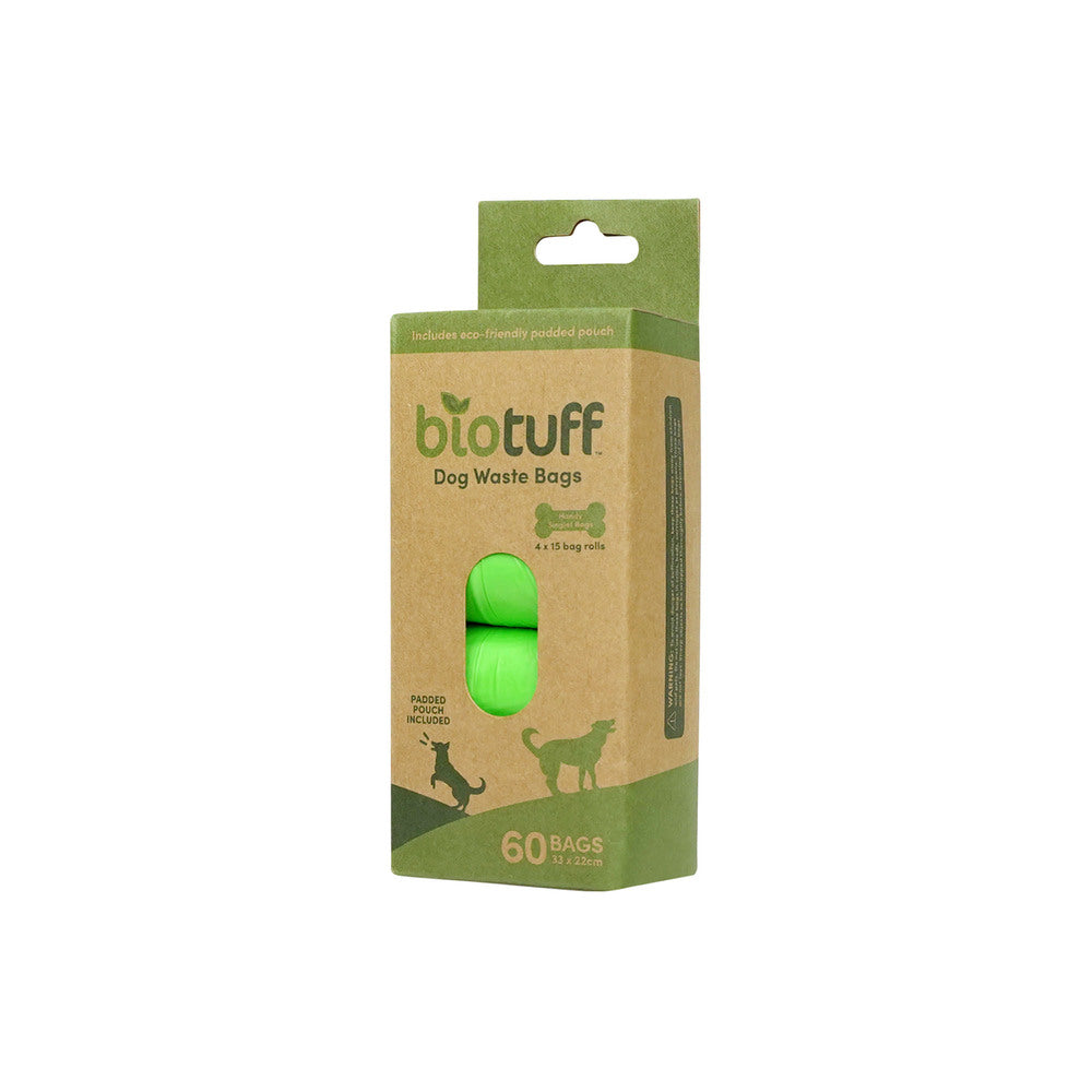 Biotuff Compostable Dog Waste Bags 60pk with Dispenser