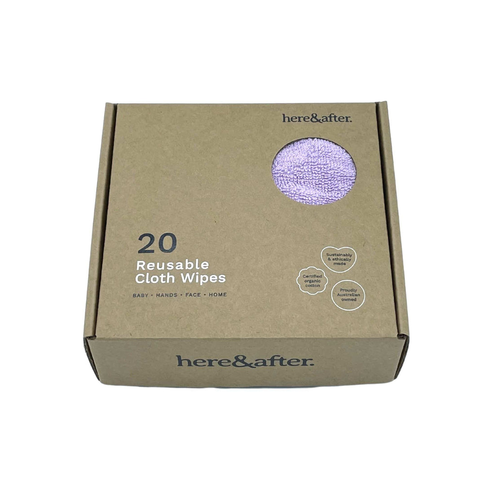 Here & After Reusable Cloth Wipes (Pack of 10 or 20)