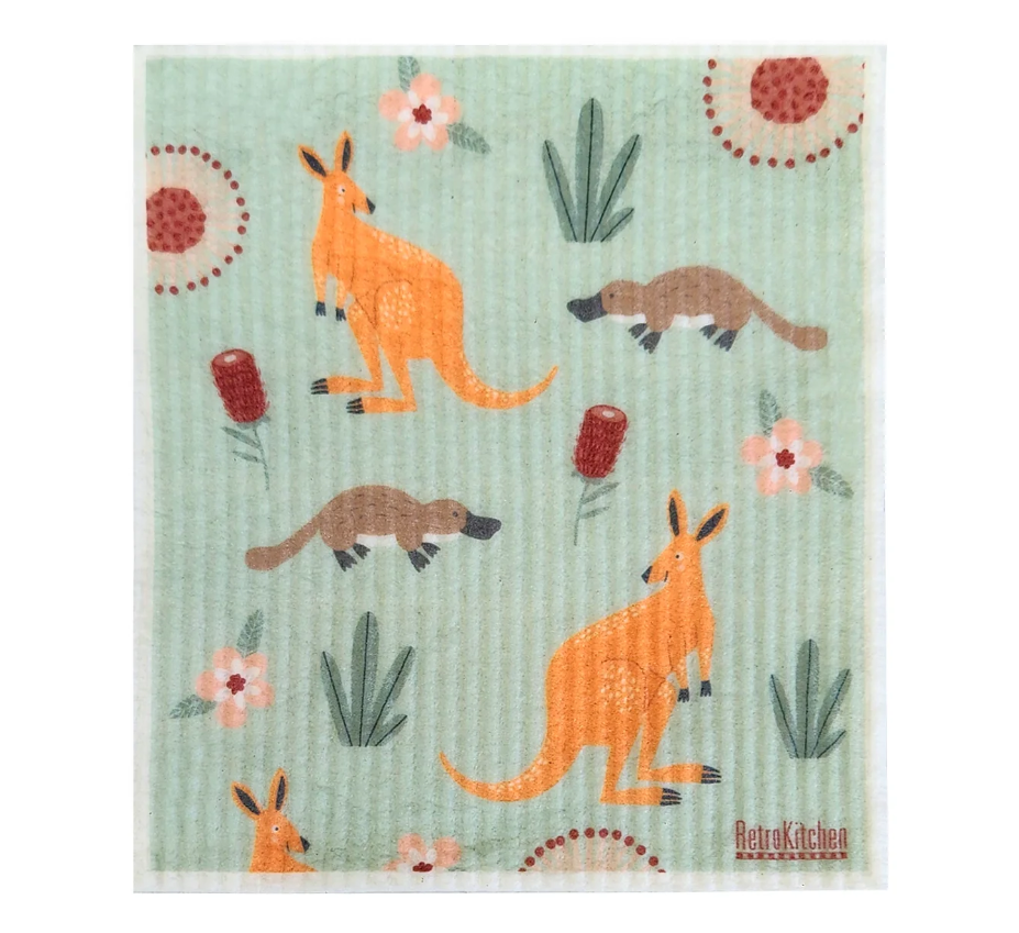 Retro_Kitchen_Dish_Cloth_Kangaroos