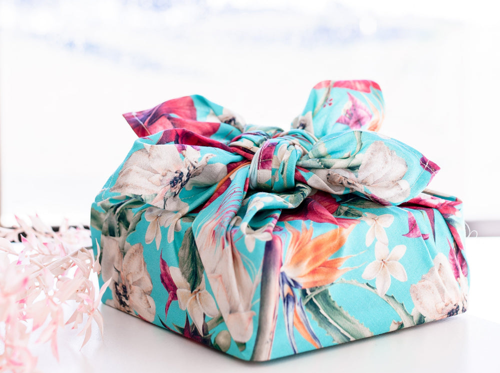Hello Snowglobe Reusable Fabric Gift Wrap - Island Time