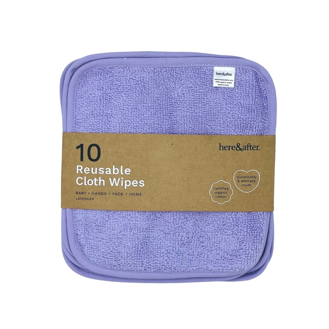 Here & After Reusable Cloth Wipes (Pack of 10 or 20)