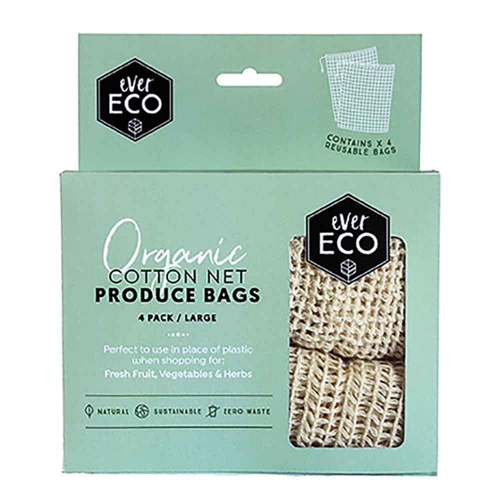 Reusable Organic Cotton Net Produce Bags (4 Pack)