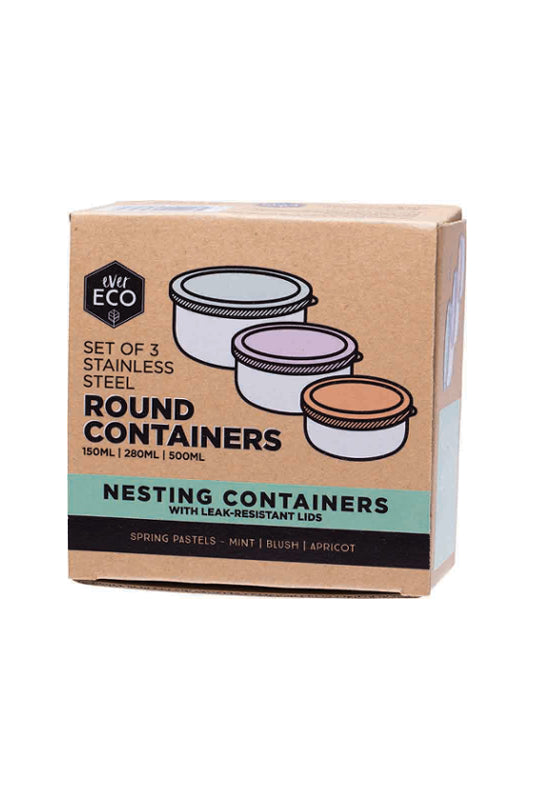 Ever Eco Round Nesting Containers - Set Of 3 - Pastel Collection