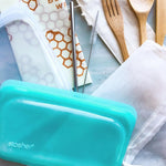 Stasher Reusable Silicone Snack Bag Aqua