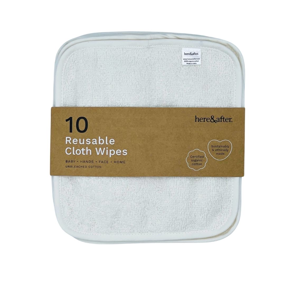 Here & After Reusable Cloth Wipes (Pack of 10 or 20)